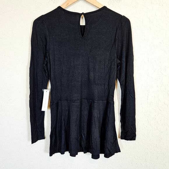 Modcloth Full Of Purpose Peplum Top Long Sleeve Black Women's Size Small Casual - Picture 3 of 10